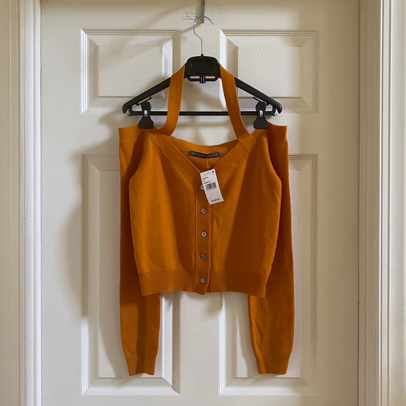 Zeynep Arcay Cashmere Cold Shoulder Halter-Neck Cardigan New With Tags - Picture 11 of 14